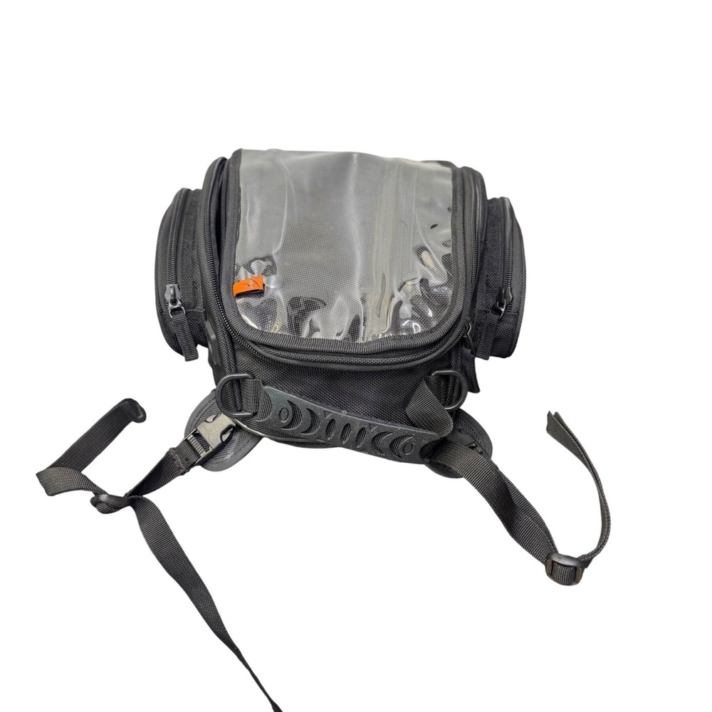 Nelson-Rigg Black Motorcycle Tank Bag with Clear Map Pocket and Mounting Straps‎